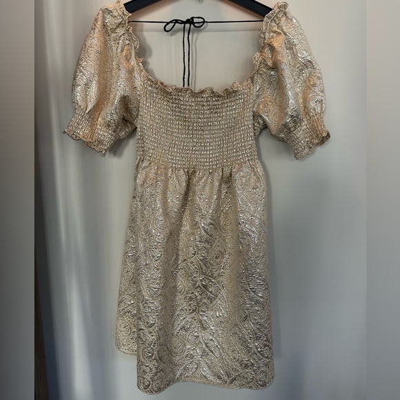 Hill House Athena Nap dress - Gold Brocade. M. - Picture 5 of 8